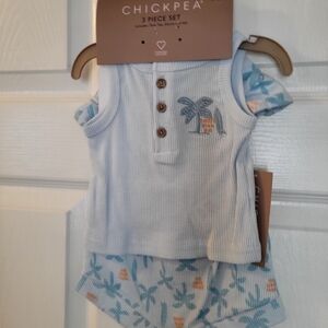 Chickpea 3-Piece Set in Light Blue (0-3) Months